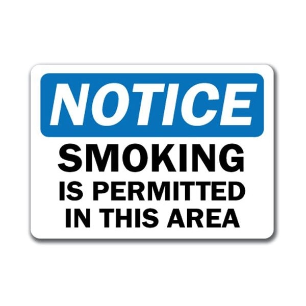 Signmission Safety Sign, 14 in Height, Plastic, 10 in Length, Smoking Is Permitted In This Area NS-Smoking Is Permitted In This Area - main